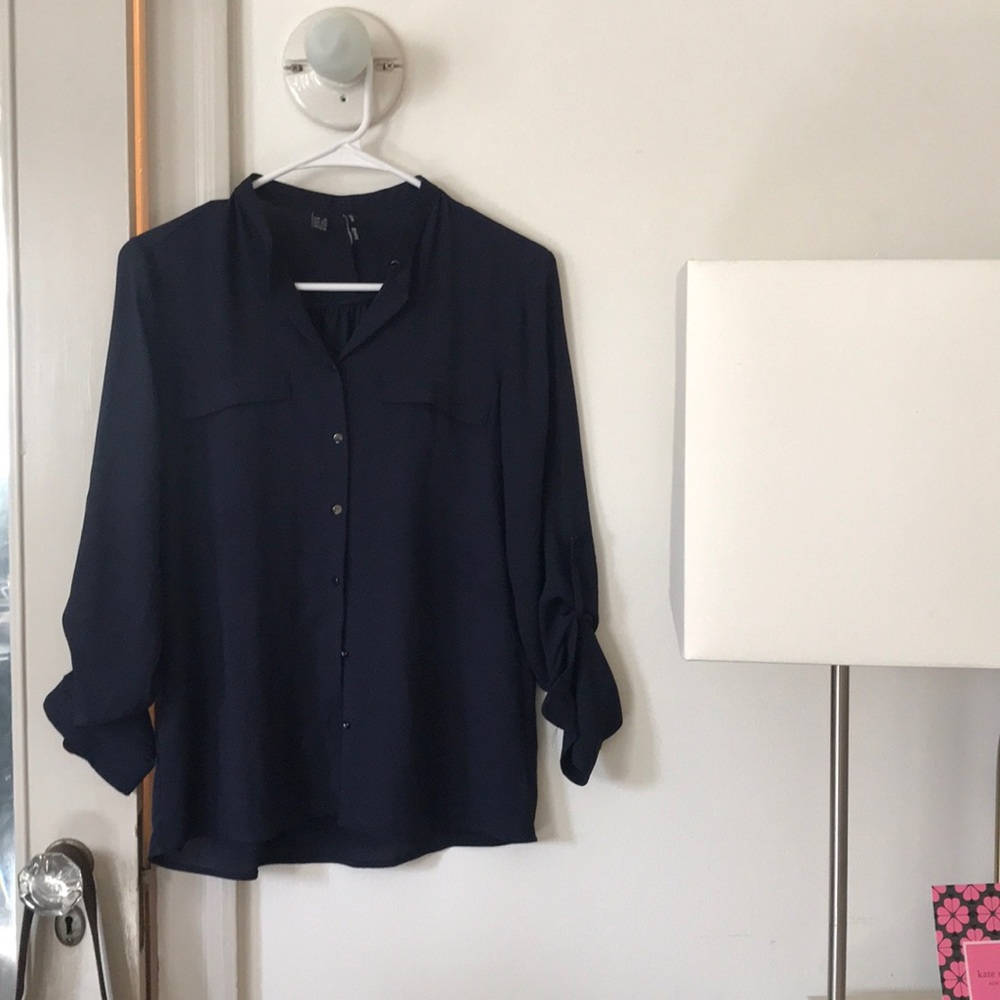 Mango navy blouse XS